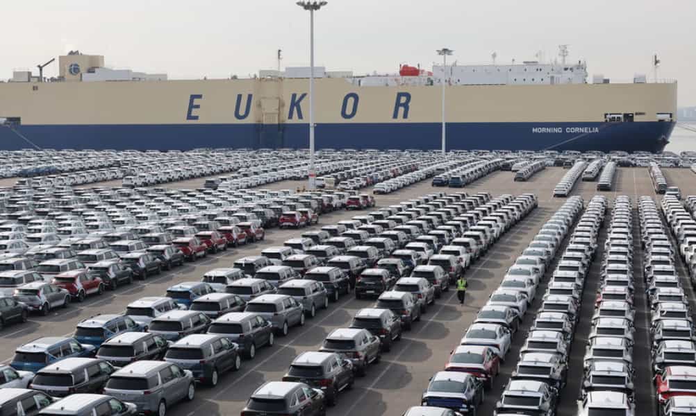 Korean used car ready for export with documents and shipping preparation