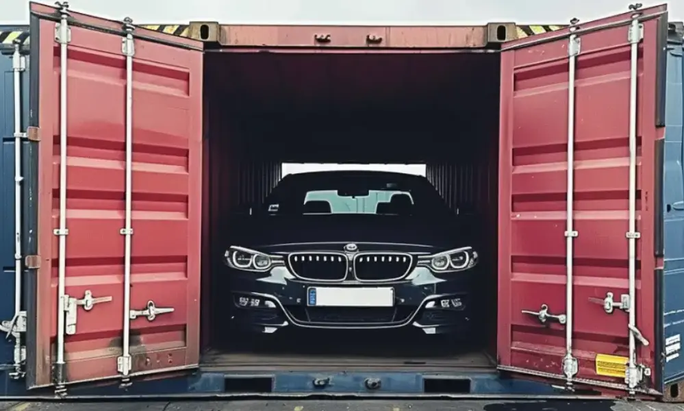 Container shoring for Korean used cars inside 40ft container with lashing and blocking for safe export